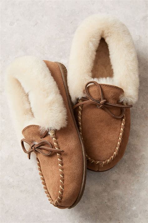 women's suede slippers with shearling.